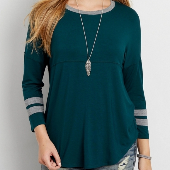 Maurices 24/7 Casual Comfy green soft sporty tee size 1 - Picture 1 of 8